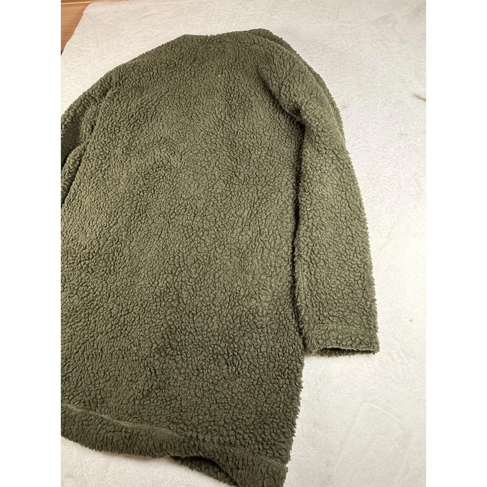 Toad&Co Coat Womens Medium‎ Green Wool Fleece Long Snap Front Sherpa Cozy